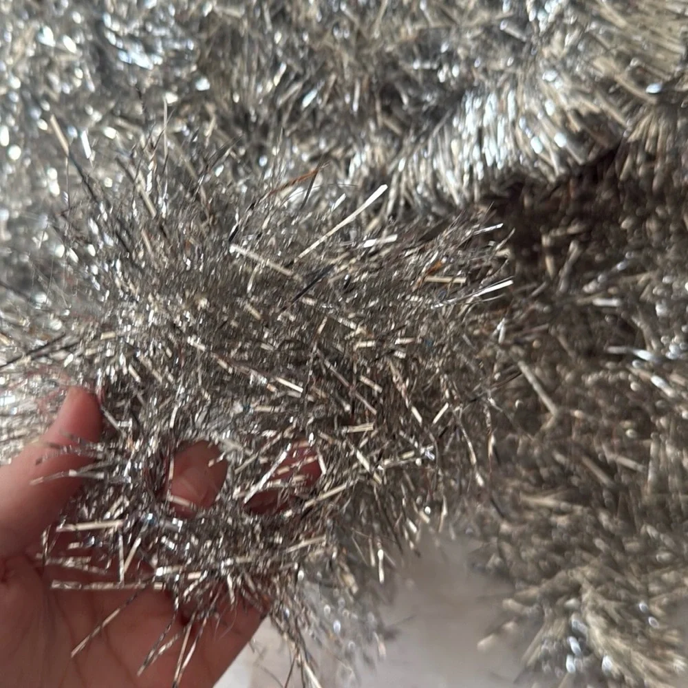 Silver Tincel Garland Holiday Home Party Decor Decorations 30ft Total String
